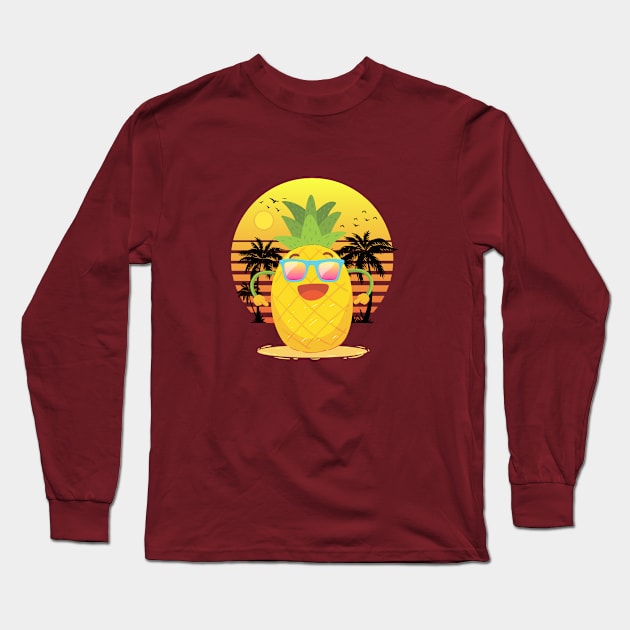 Pineapple Summer Vibes Long Sleeve T-Shirt by balibeachart